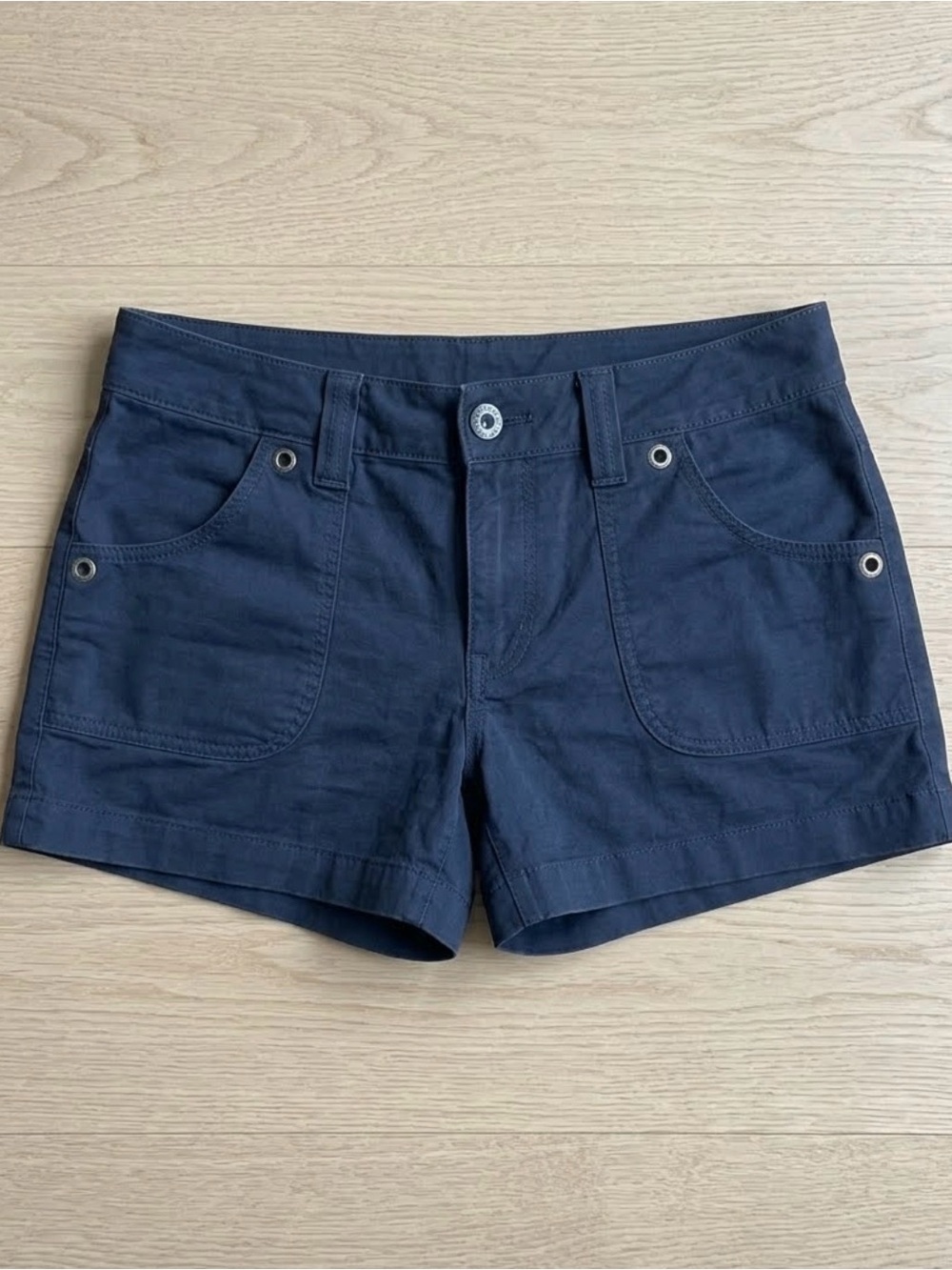 Women's Navy Cotton Blend Casual Shorts